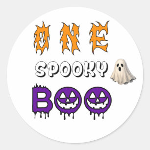 Gruseliger Boo-Geisterszene für Halloween-Spaß 👻 Runder Aufkleber