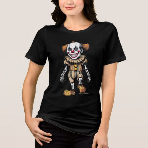 Gruseliger Böser Skelett Clown Gruseliger Hallowee Tri-Blend Shirt