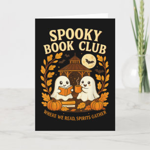 Gruseliger Buchclub Halloween-Geist-Lesekaffee Fa Karte