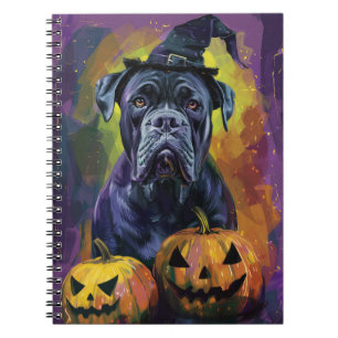 Gruseliger Bullmastiff-Hund Halloween-Hexe und Kür Notizblock