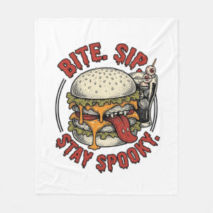 Gruseliger Burger-Shirt Vintage-Gravur Halloween G Fleecedecke