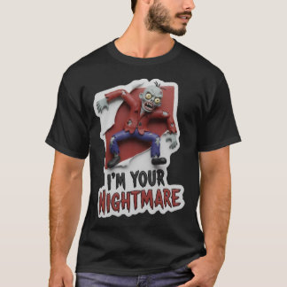 Gruseliger Cartoon-Zombie mit Albtraumtext T-Shirt