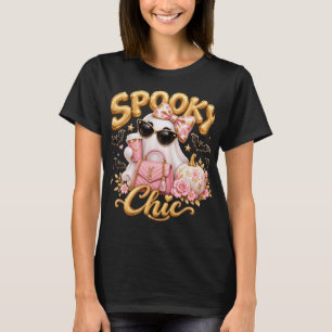 Gruseliger Chic Pinker Geist Halloween Retro Fraue T-Shirt