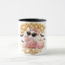 Gruseliger Chic Pinker Geist Halloween Retro-Kaffe