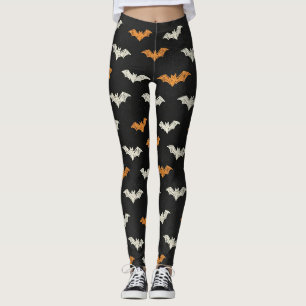 Gruseliger Chic Schwarz, Orange & Creme Leggings