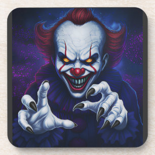 Gruseliger Clown Hartplastik-Untersetzer Getränkeuntersetzer