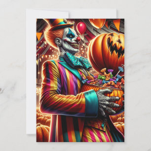 Gruseliger Clown mit Jack O' Lantern Halloween Einladung
