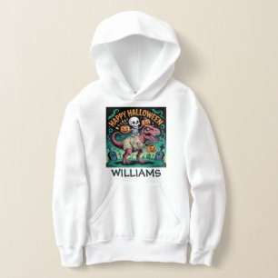 Gruseliger Dino-Reiter – Skelett auf Mumien-T-Rex  Hoodie