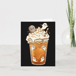 Gruseliger Eiskaffee Halloween-Geister Latte Herbs Karte