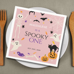 Gruseliger Erster Halloween 1. Geburtstag Pink Serviette
