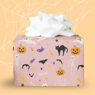 Gruseliger Erster Halloween-Kindergeburtstag Rosa Geschenkpapier