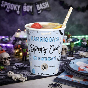 Gruseliger Erster! Jungen Halloween 1. Geburtstags Pappbecher