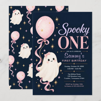 Gruseliger Erster Pinker Geist Halloween 1. Geburt Einladung