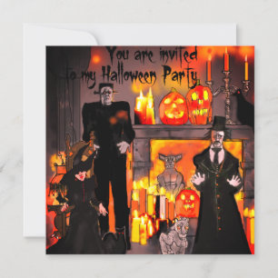 Gruseliger Frankenstein Spukhaus Halloween Einladung