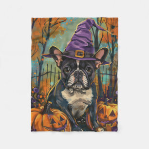Gruseliger französischer Bulldogge Halloween Hexe Fleecedecke