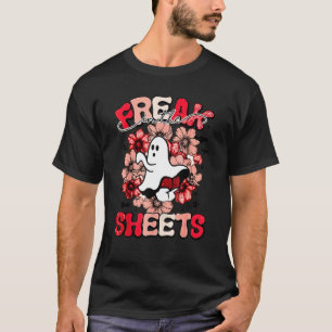Gruseliger Freak in den Laken rote Blumen Geist Fr T-Shirt