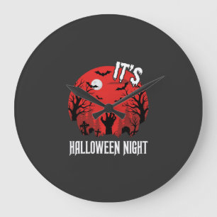 Gruseliger Friedhof-Vektor für Halloween-Nacht Große Wanduhr