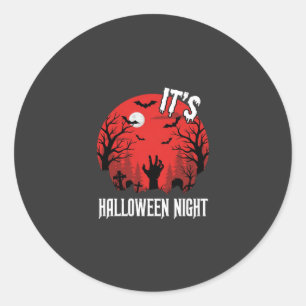 Gruseliger Friedhof-Vektor für Halloween Nacht Runder Aufkleber