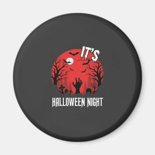Gruseliger Friedhof Vektor Halloween Nacht Magnet