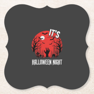 Gruseliger Friedhof Vektor Halloween Nacht Untersetzer