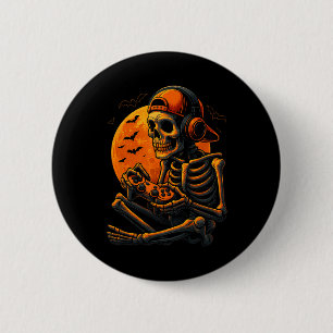 Gruseliger Gamer Halloween Gruseliger Skelettspiel Button
