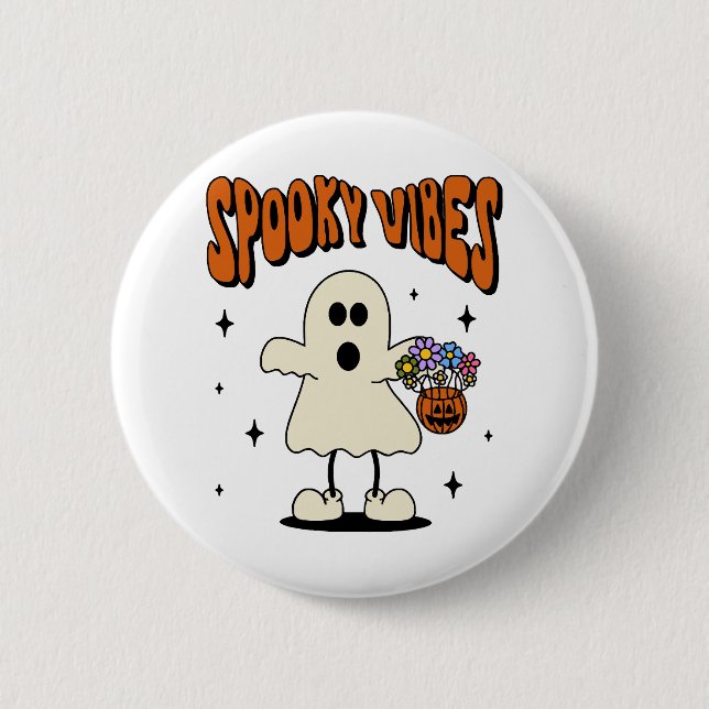 Gruseliger Geist Button (Vorderseite)