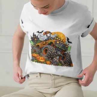 Gruseliger Geist-Kürbis-Truck T-Shirt