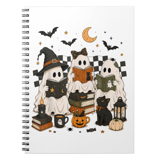 Gruseliger Geist liest Bücher Lustiges Halloween (Vorderseite)