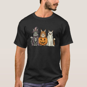 Gruseliger Geist Maine Coon Katzenliebhaber Kürbis T-Shirt