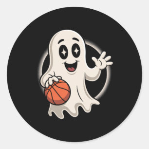 Gruseliger Geist spielt Skelett Retro Halloween Ko Runder Aufkleber