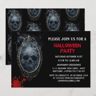 Gruseliger Geisterspiegel Halloween-Party Einladung