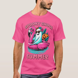 Gruseliger Ghoul Sommer Vibes Geist Flamingo Pool T-Shirt
