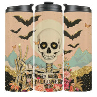 Gruseliger Glitter-Goth-Skelett-Halloween-Tumbler-