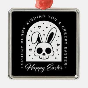 Gruseliger glücklicher Osterhase Totenkopf gothisc Ornament Aus Metall