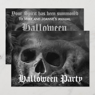 Gruseliger gotischer Totenkopf Halloween-Party Einladung