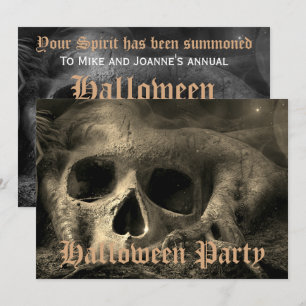Gruseliger gotischer Totenkopf Halloween-Party Einladung