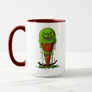 Gruseliger grüner Eiscremekegel mit Horror-Tropfen Tasse