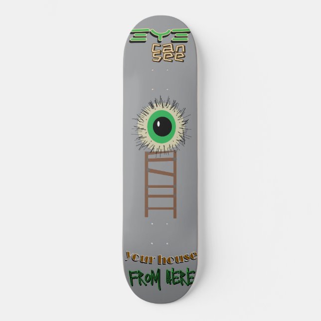 Gruseliger grüner Skateboard mit Auge (Vorderseite)