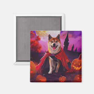 Gruseliger Halloween-Akita-Vampir-Kürbis Magnet