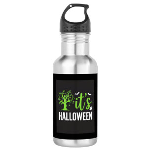 Gruseliger Halloween-Baum-Fledermäuse-Vektordesign Edelstahlflasche