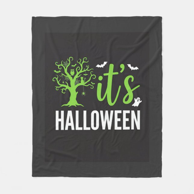 Gruseliger Halloween-Baum-Fledermäuse-Vektordesign Fleecedecke (Vorderseite)