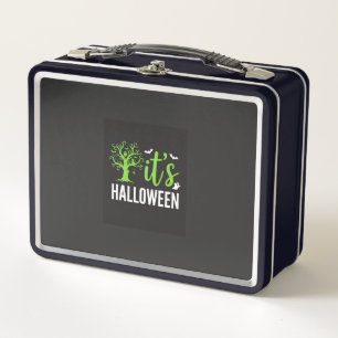 Gruseliger Halloween-Baum-Fledermäuse-Vektordesign Metall Brotdose