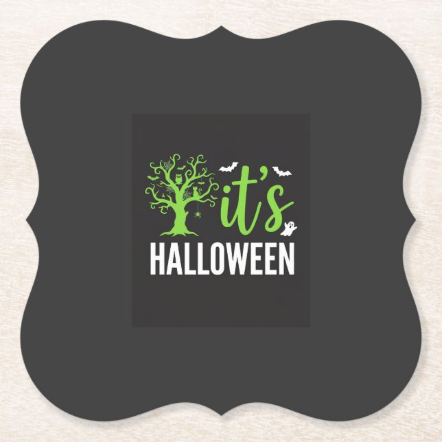 Gruseliger Halloween-Baum-Fledermäuse-Vektordesign Untersetzer (Vorderseite)