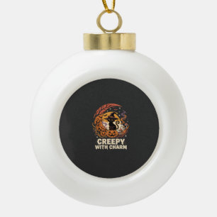 Gruseliger Halloween-Charme-Katze Keramik Kugel-Ornament