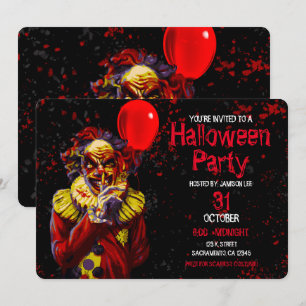 Gruseliger Halloween Clown-Kostüm-Party Einladung