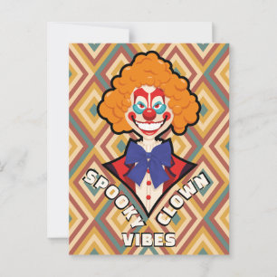 Gruseliger Halloween-Clown Retro Farbiger Grusel Postkarte