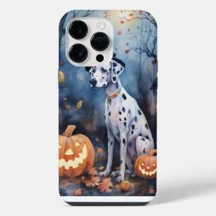 Gruseliger Halloween-Dalmatiner mit Kürbissen iPhone 14 Pro Max Hülle