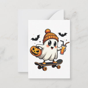 Gruseliger Halloween-Eislauf-Kürbisgewürz-Geist-He Mitteilungskarte