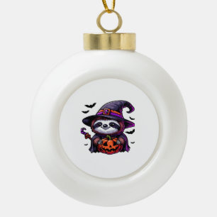Gruseliger Halloween Faultier Hexenhut-Kostüm Grus Keramik Kugel-Ornament