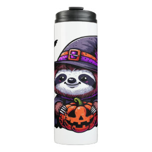Gruseliger Halloween-Faultier-Hexenhut-Kostüm-spoo Thermosbecher